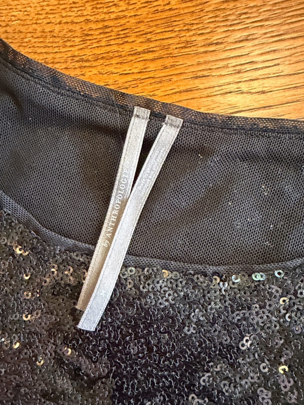 Anthropologie Short Sleeve Sequin Cropped Blouse - Picture 4 of 7